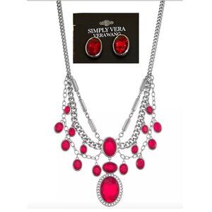 Gothic Romance Red Crystal Statement Chandelier Necklace & Earrings, Simply Vera